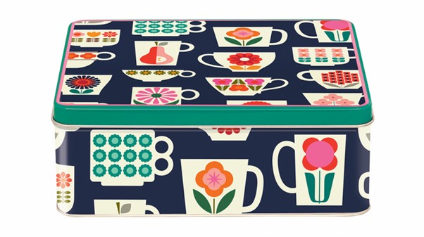 Kate Rhees Tea Cups Deep Rectangle Tin Kate Rhees Tea Cups Deep Rectangle Tin